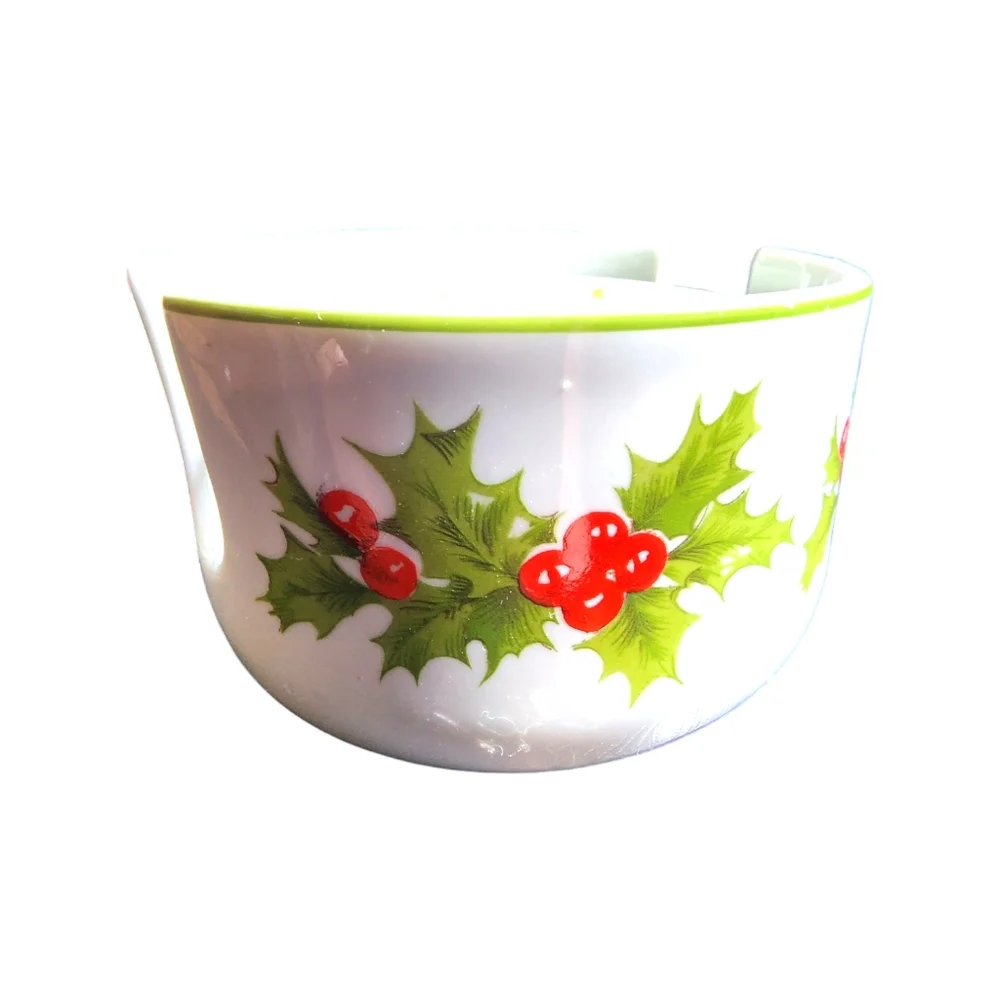 Schmidt Brazil Vintage Porcelain‎ Christmas Holly & Berries 5 Coaster Set